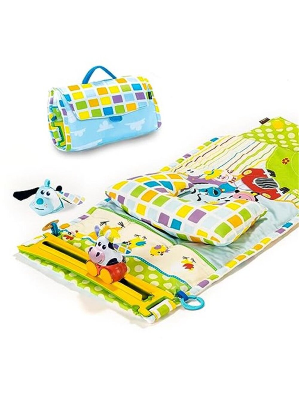 Baby Tummy Time Mat with Pillow. Portable & Washable Playmat